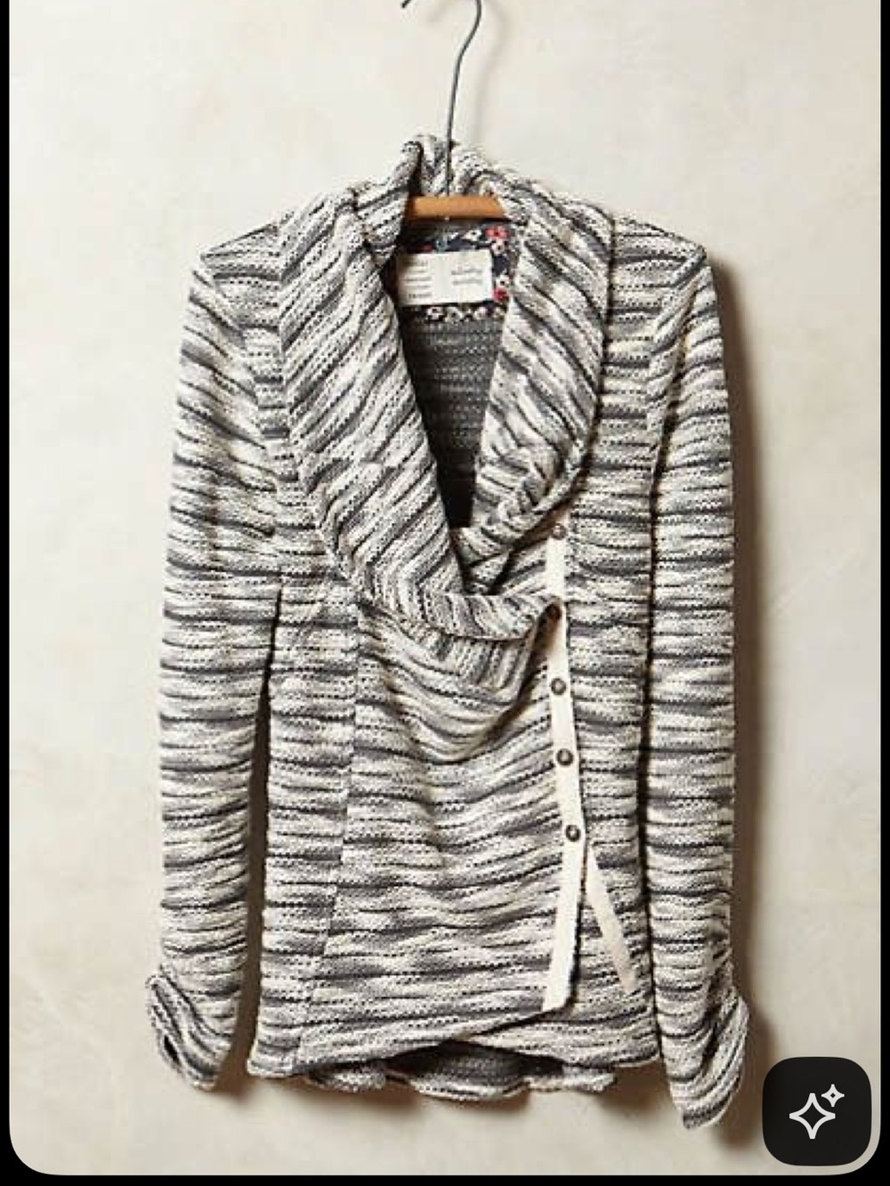 Saturday Sunday for Anthropologie Shawl-Collar Button-Front Sweater - Gray